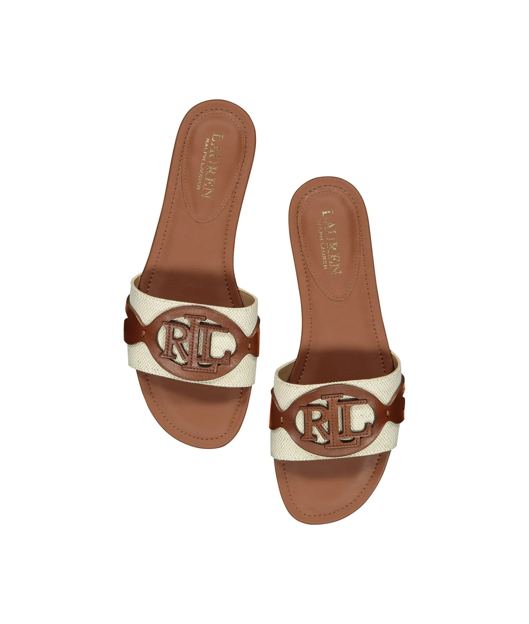 Alegra Canvas-Leather Slide Sandal - Brown