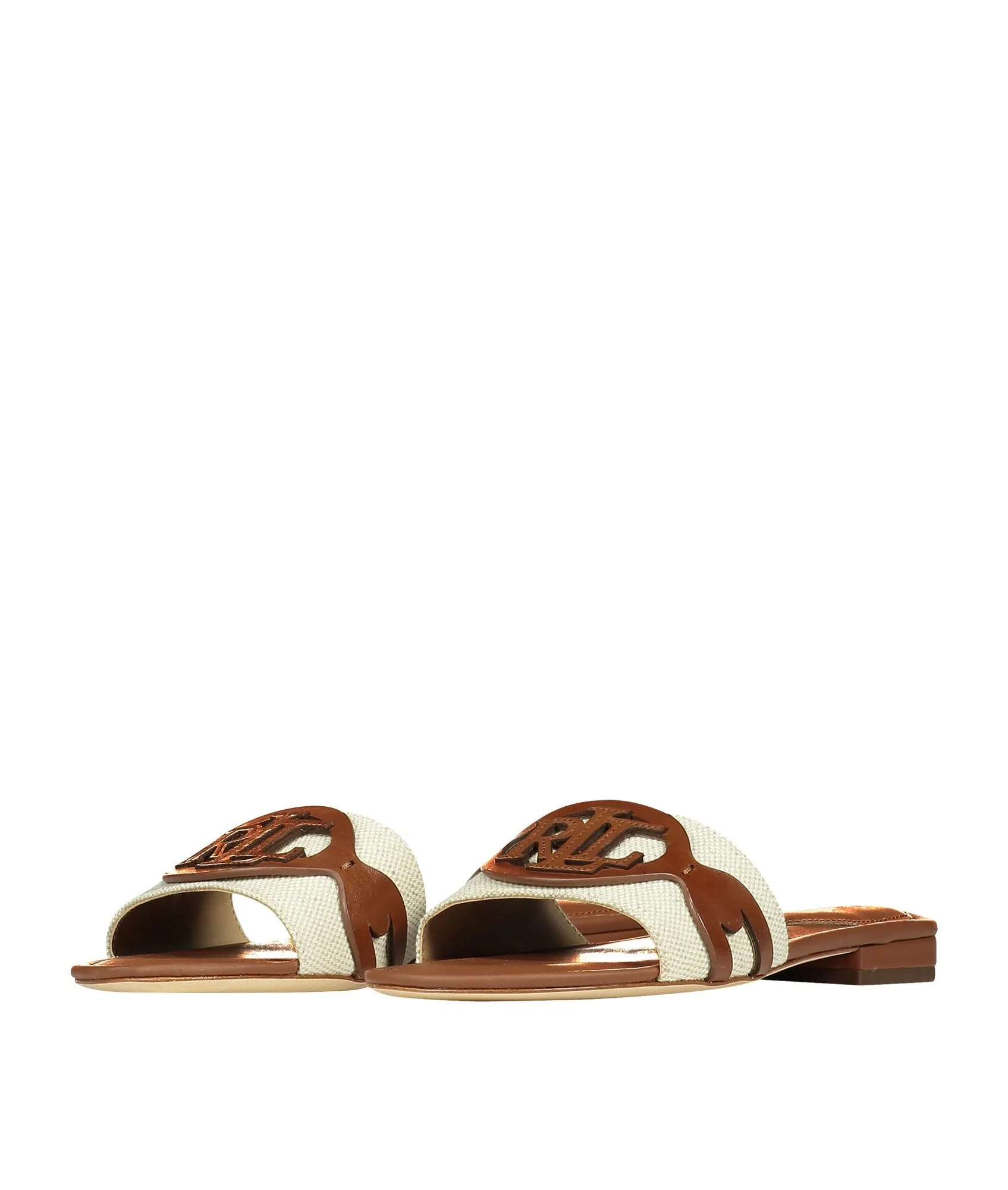 Alegra Canvas-Leather Slide Sandal - Brown