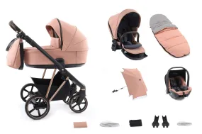 BabyStyle Prestige Vogue 12 Piece Bundle - Coral / Gold Frame / Brown Leather