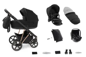 BabyStyle Prestige Vogue 12 Piece Bundle - Ebony/ Gold Frame / Black Leather