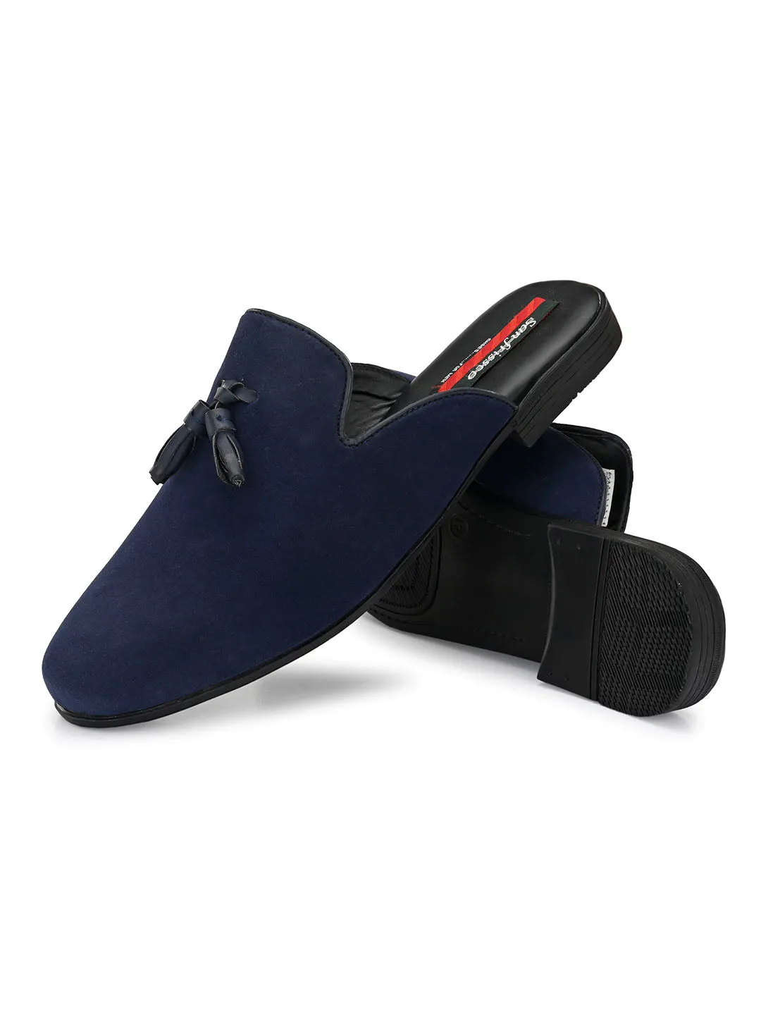 Beau Blue Tassel Mules