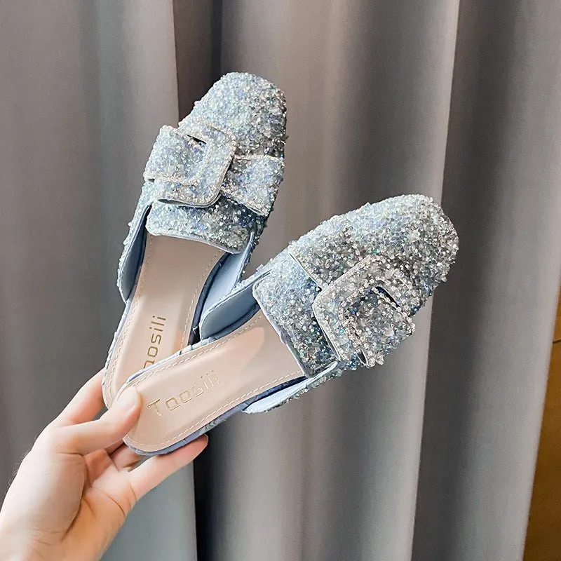 Bedazzled Bow Top Slipper Shoes