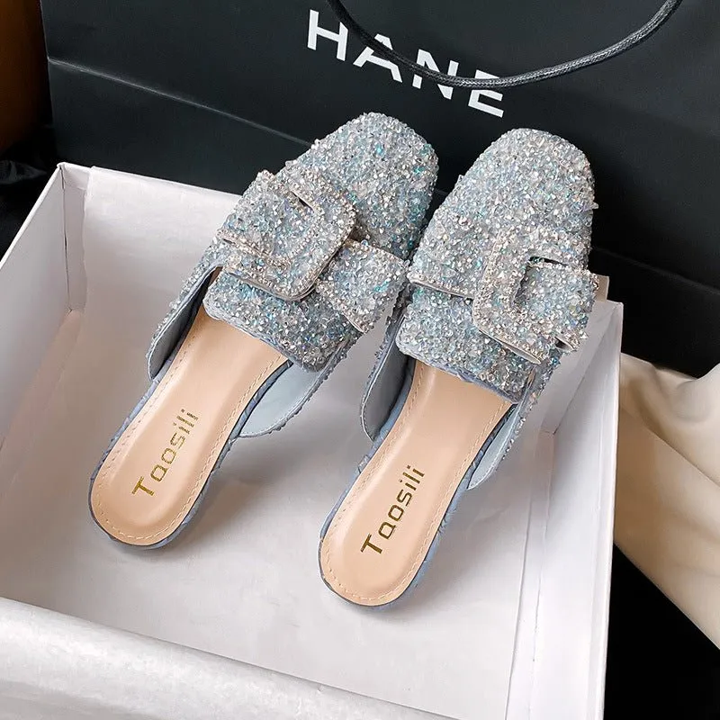 Bedazzled Bow Top Slipper Shoes