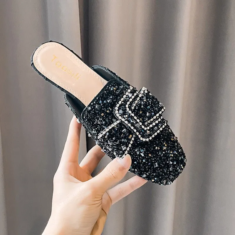 Bedazzled Bow Top Slipper Shoes