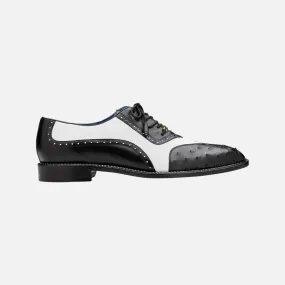 Belvedere Sesto Men's Ostrich and Leather Wingtip Dress Shoe - Black/White