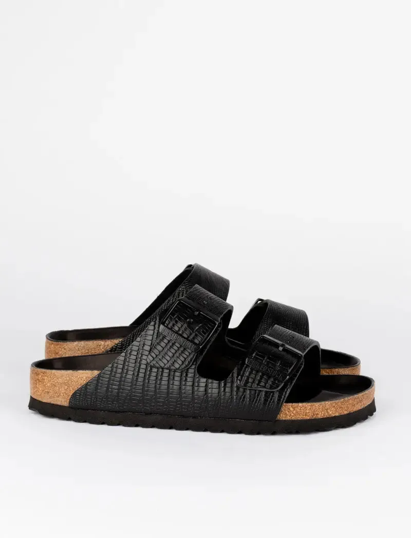 Birkenstock Arizona Lizard Texture Narrow Sandal Black