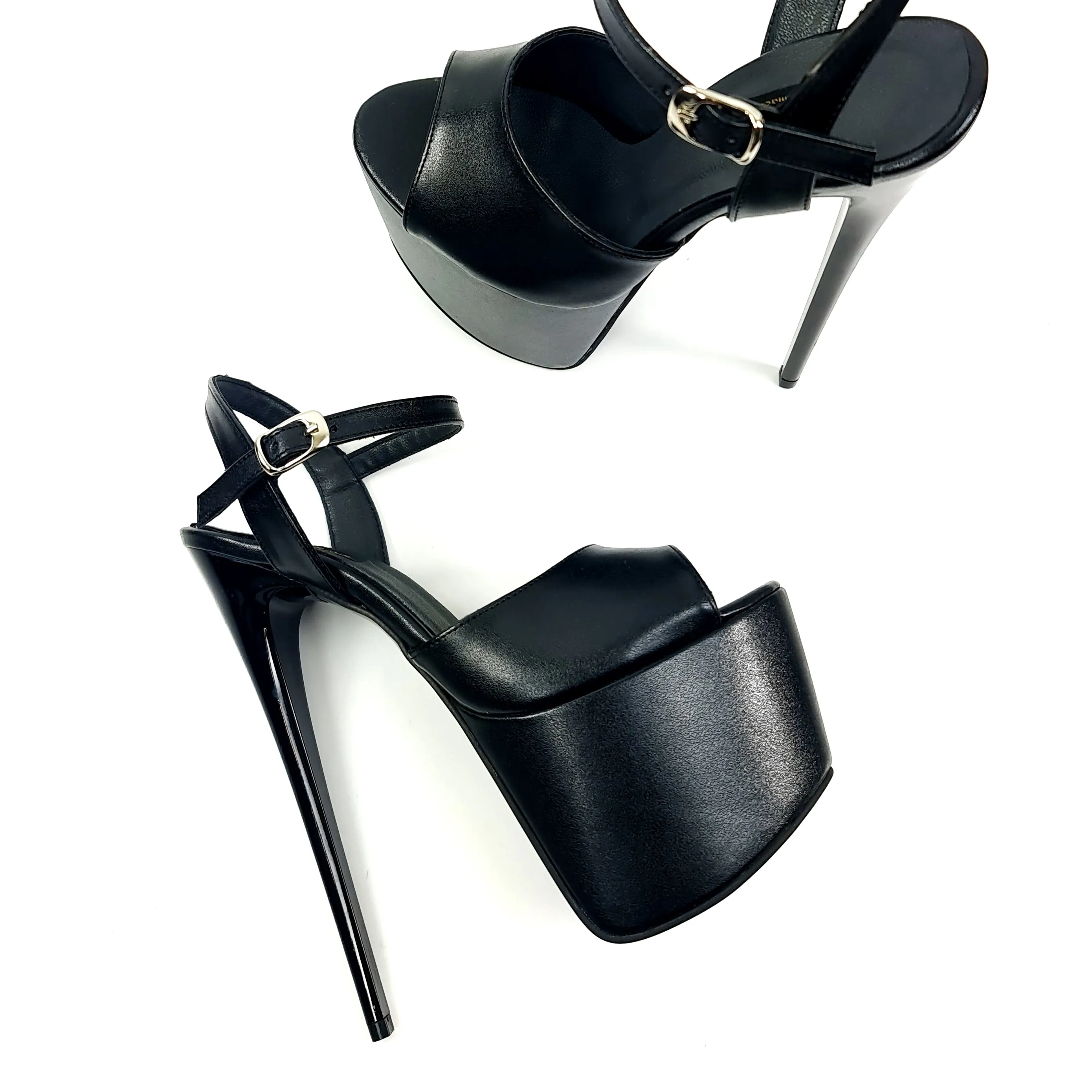 Black Matte Pencil High Heel Sandals