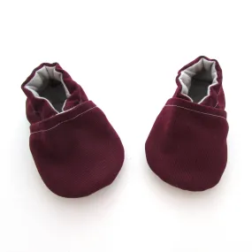 Burgundy Brushed Denim Baby Shoes