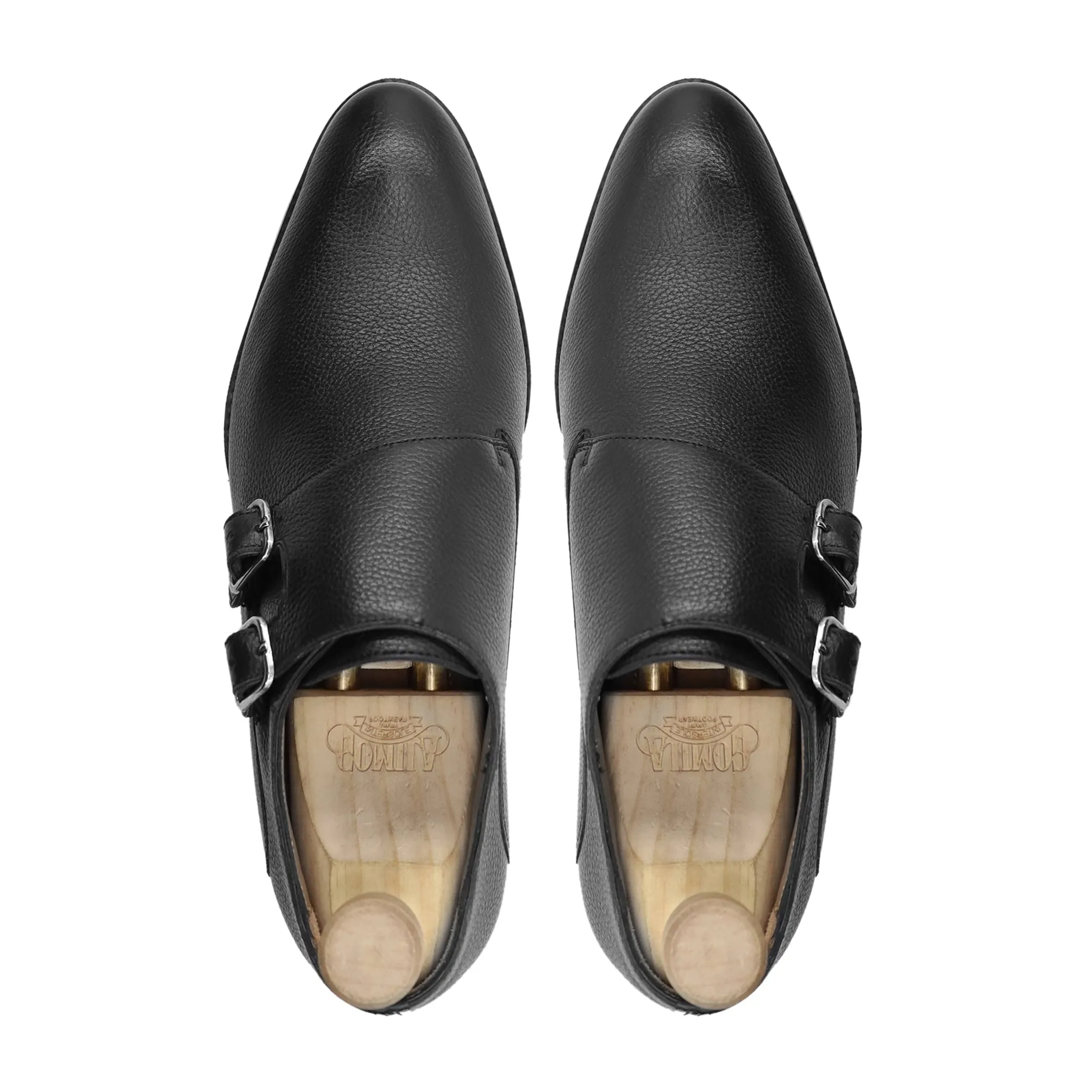 Chernihiv - Men's Black Pebble Grain Leather Double Monkstrap