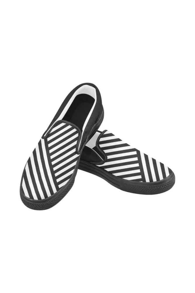 Classic Stripes Men's Unusual Slip-on Canvas Shoes (Model 019)