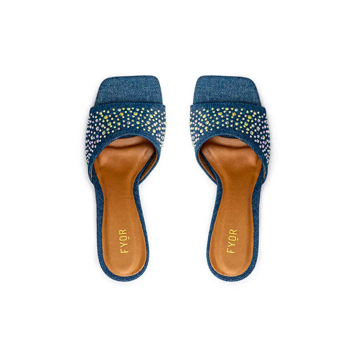 Diamante Denim Mule Sandal BVL 030