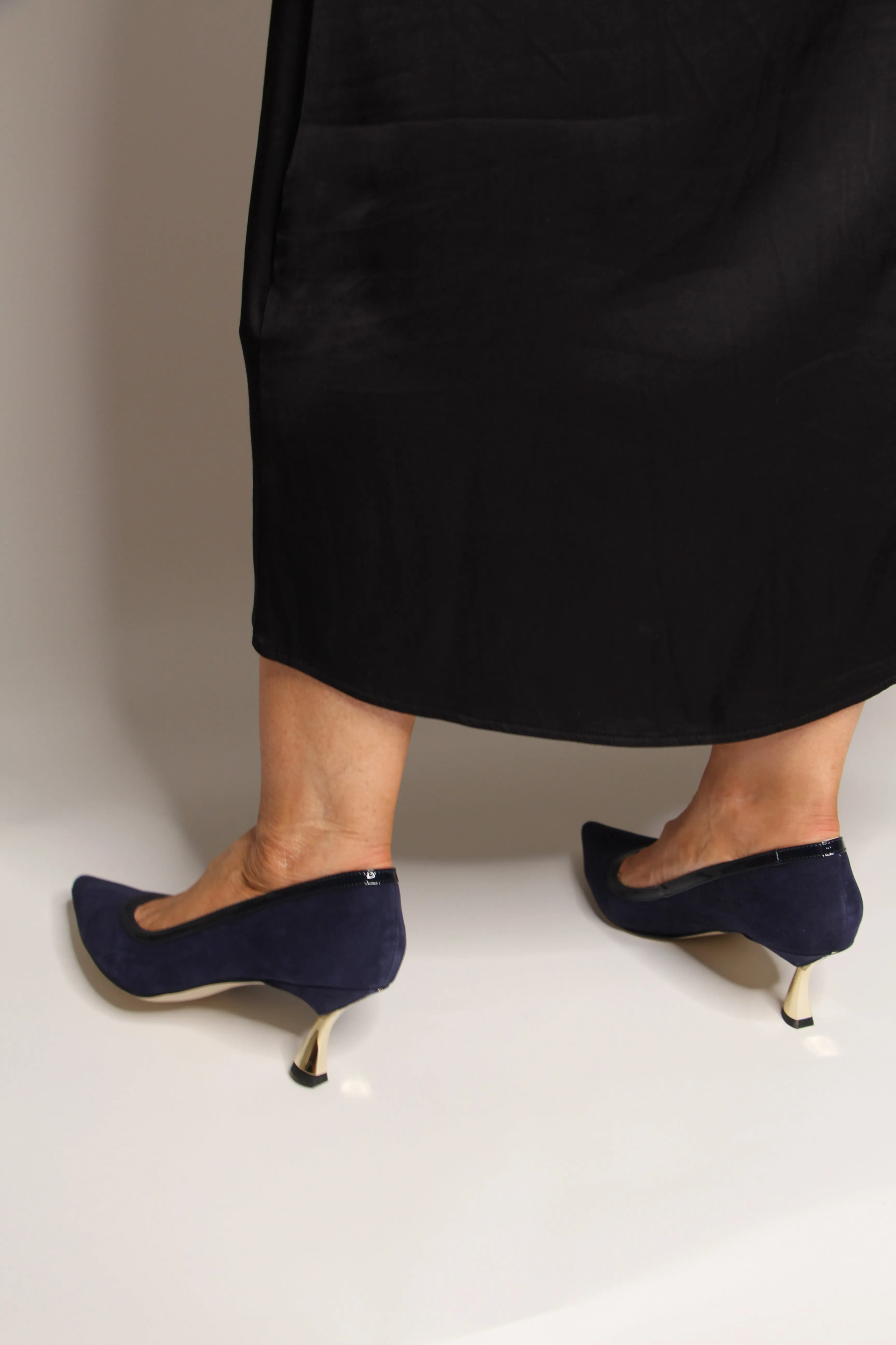 Fabucci Navy Suede Kitten Heel Court Shoe