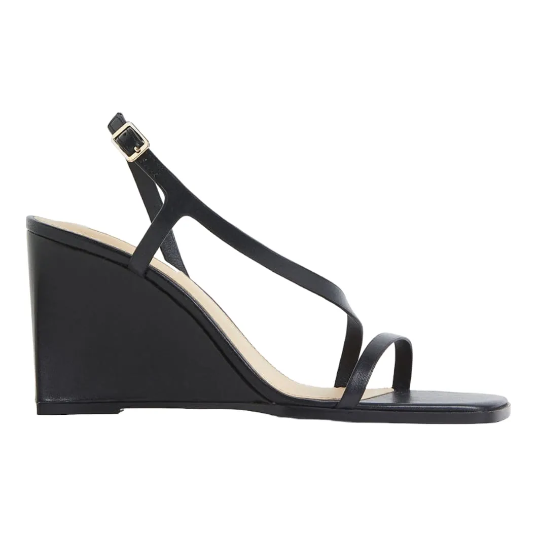 H&M Wedge-heeled Leather sandals, black