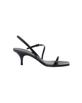 Hugo Sandal in Black Embossed Croc