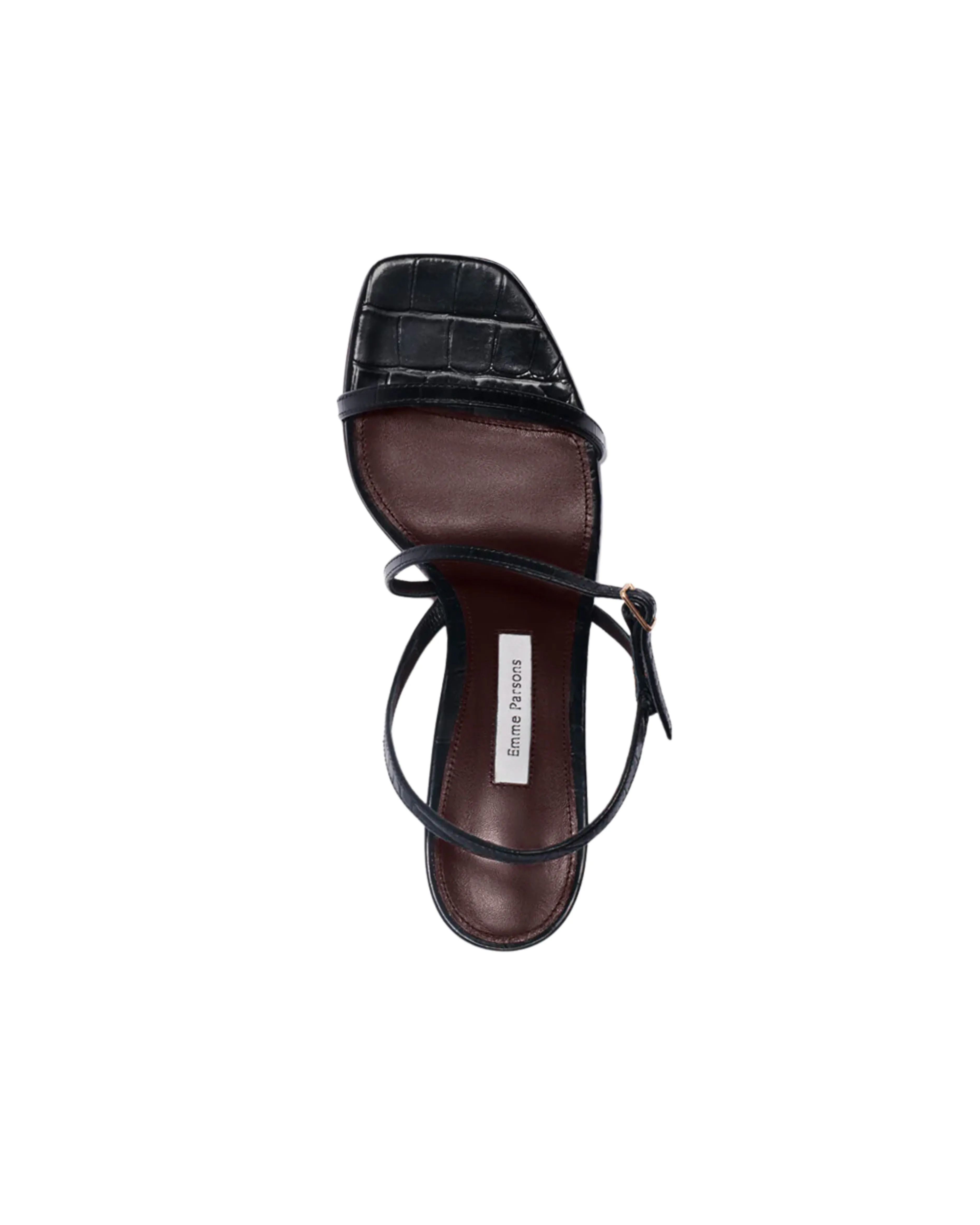 Hugo Sandal in Black Embossed Croc