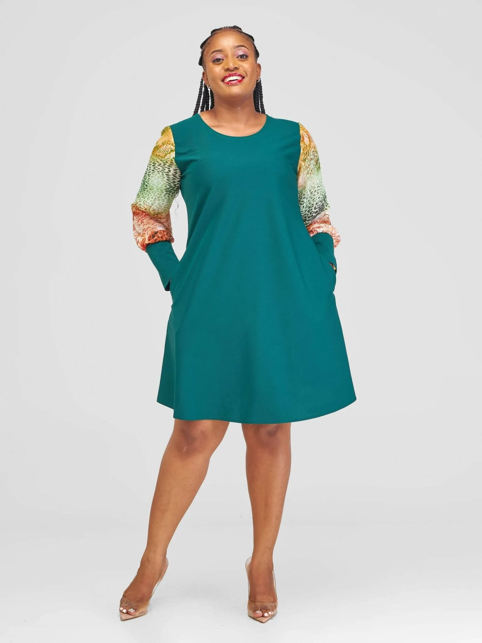 Jolly Fancy Wear Tamasha Shift Dress - Emerald