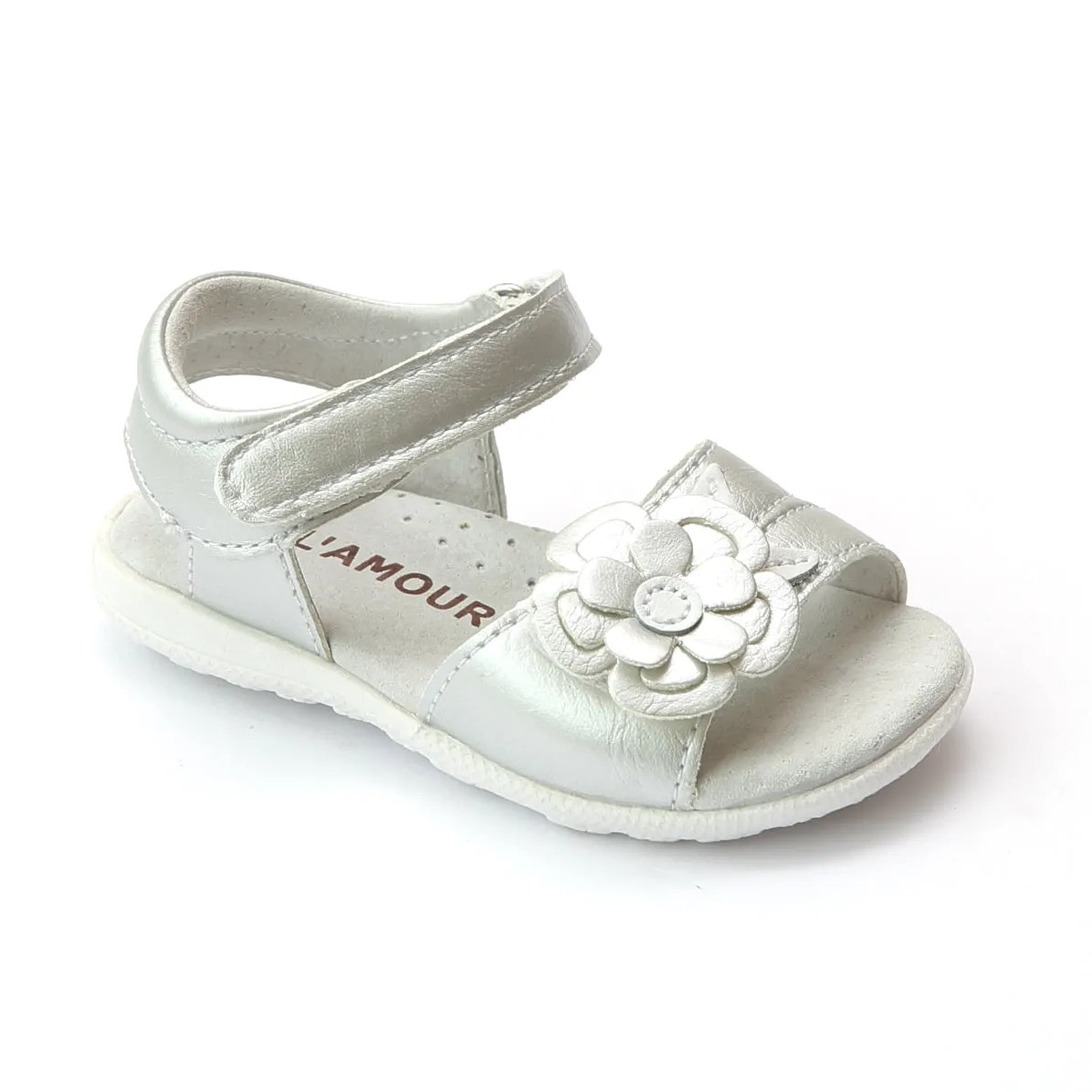 L'Amour Girls Leather Layered Flower Sandal