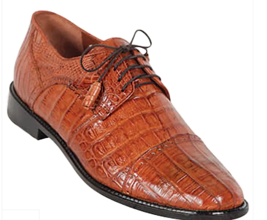 Los Altos Caiman Belly Cap Toe Shoes Cognac