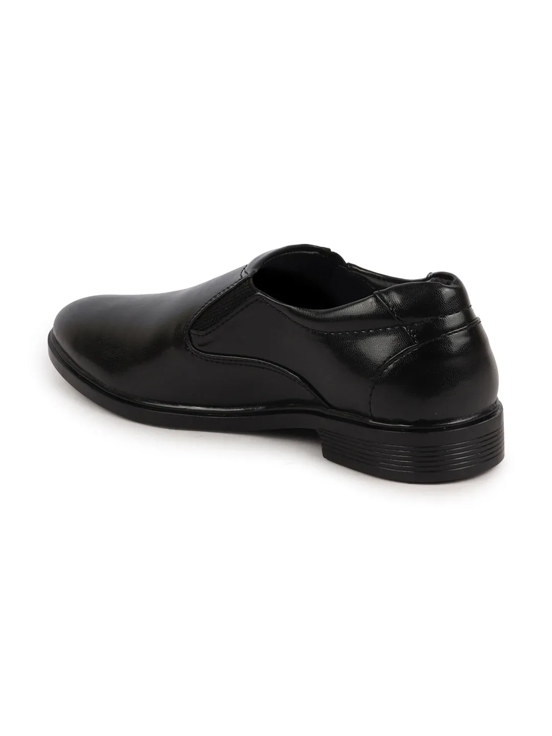 Men Black Formal Dress Slip On Shoes With Cushioned Footbed For Office|Work|Loafer|Half Shoes|Cut Shoe