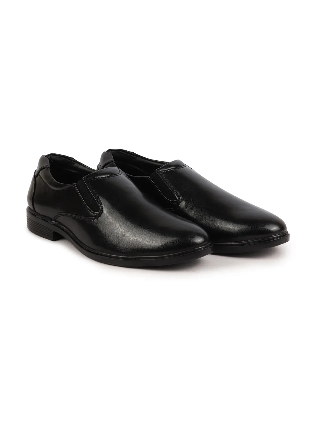 Men Black Formal Dress Slip On Shoes With Cushioned Footbed For Office|Work|Loafer|Half Shoes|Cut Shoe