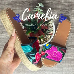 Mexican Embroidered Espadrille Sandal Zinnia