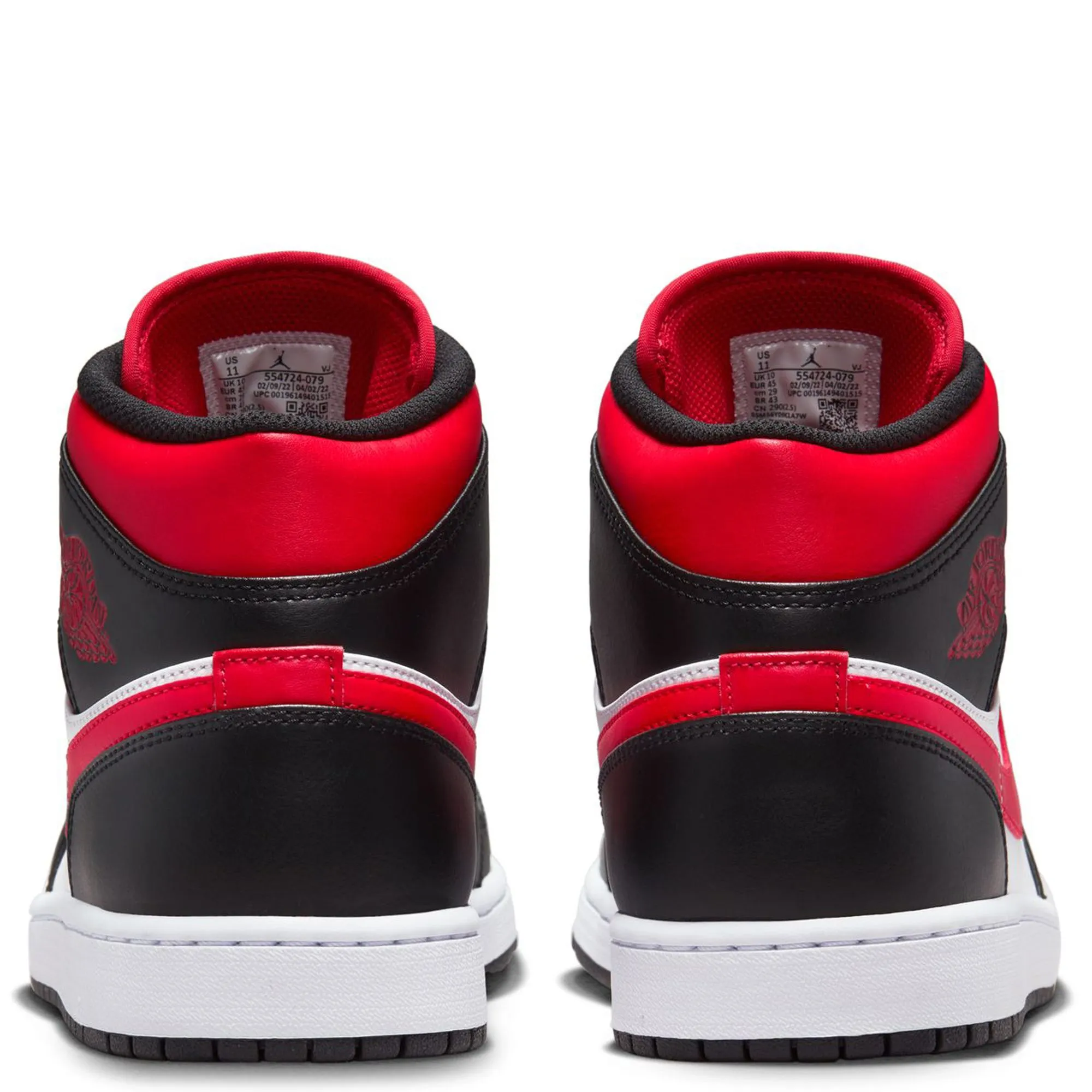 Nike Men's Air Jordan 1 Mid Shoes - Black / Fire Red / White