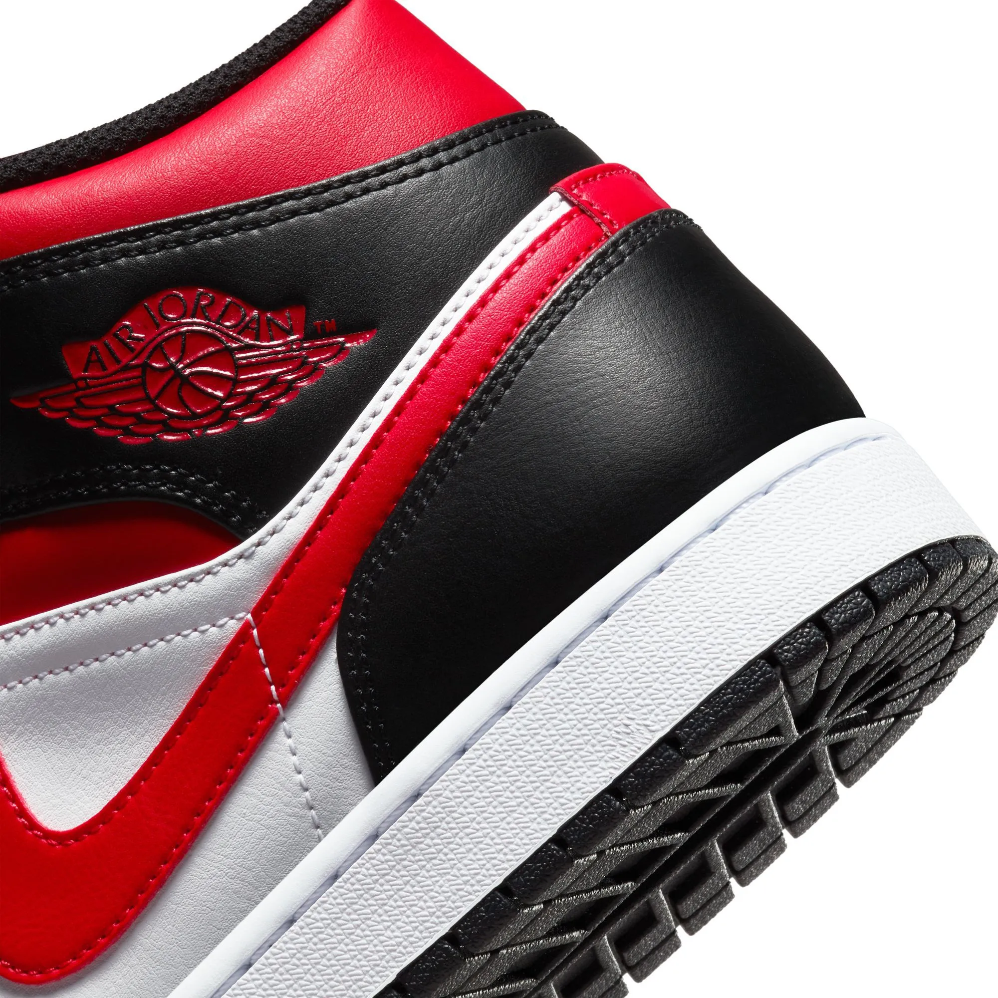 Nike Men's Air Jordan 1 Mid Shoes - Black / Fire Red / White