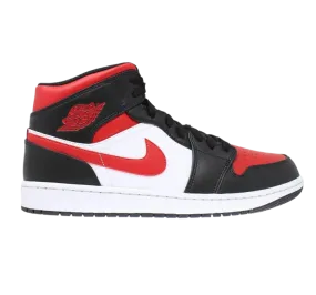 Nike Men's Air Jordan 1 Mid Shoes - Black / Fire Red / White