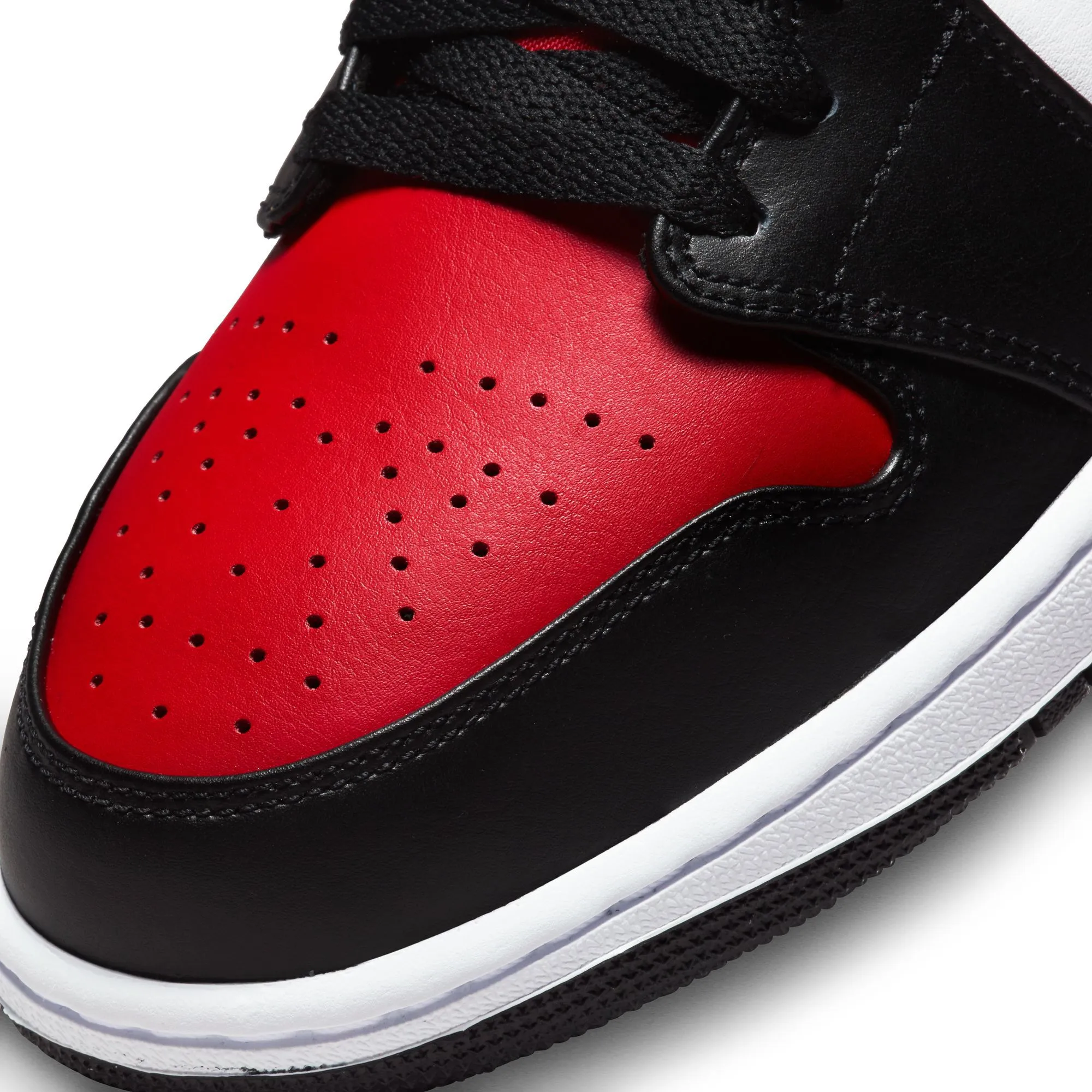 Nike Men's Air Jordan 1 Mid Shoes - Black / Fire Red / White