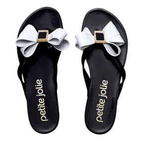 Preto Branco & Gold Bow Sandal