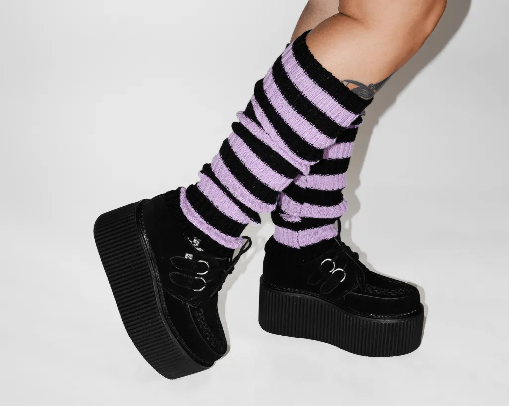 Purple & Black Stripe Knit Leg Warmer