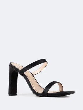 Square Open Toe Slip On Heeled Sandals