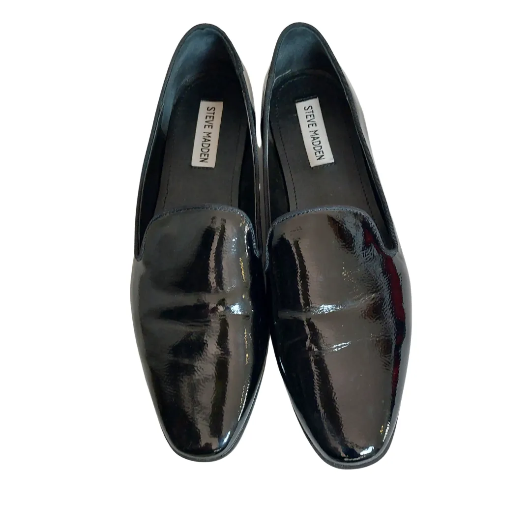 Steve Madden Black Patent Leatherette CORRAL Slip-on Shoes | Gently Used |