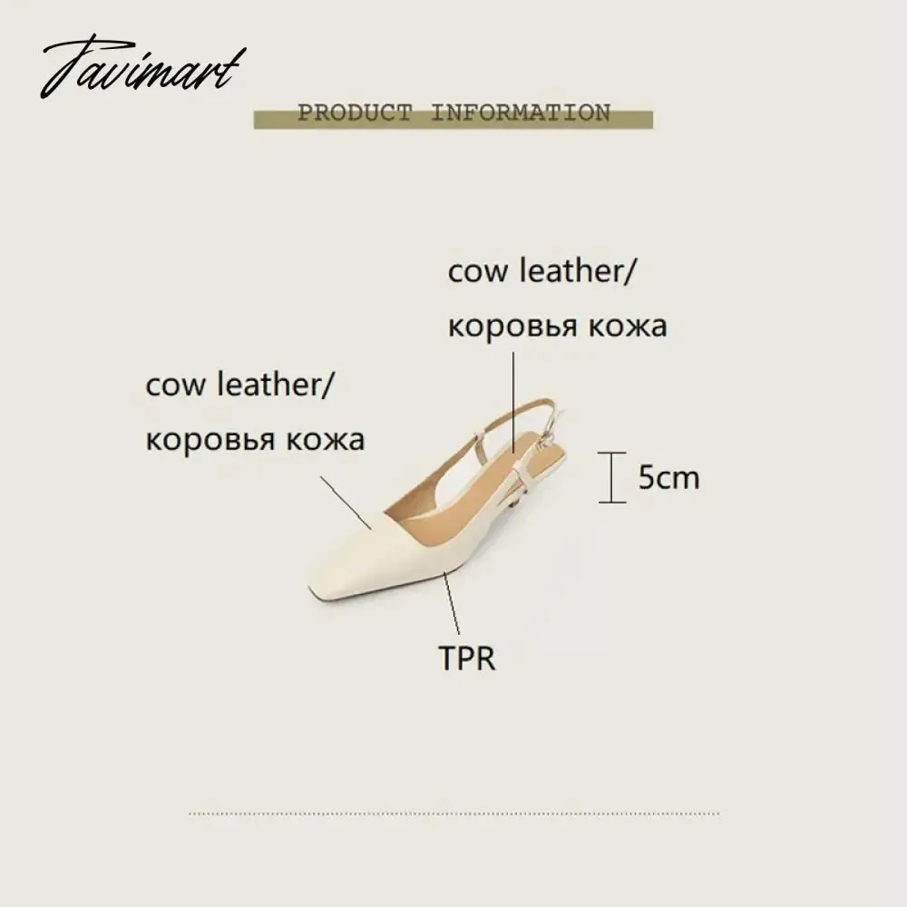 TAVIMART  Summer Women Shoes Cow Leather Shoes Women Slingback Thin Heel Sandals for Women Square Toe Women Shoes Designer sandals