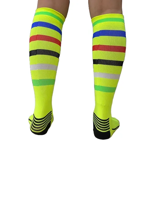 TRS technical running socks Striped Fantasy Run P591 fluorescent yellow