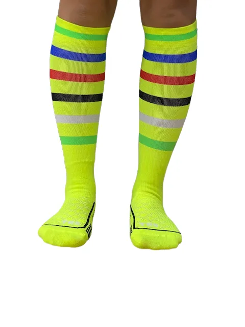 TRS technical running socks Striped Fantasy Run P591 fluorescent yellow