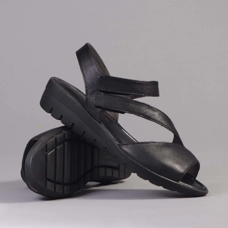 Velcro Sandal in Black - 12538