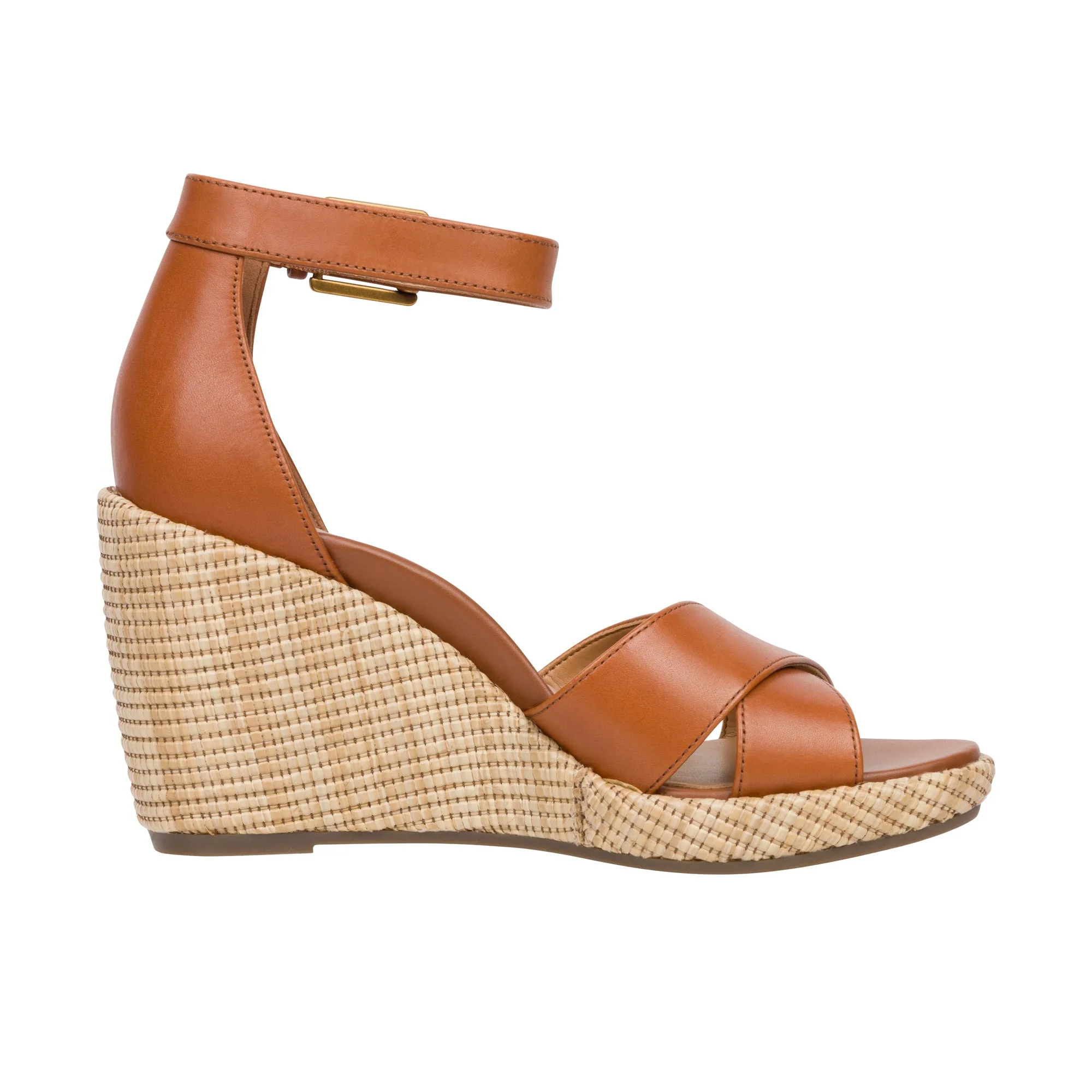 Vionic Womens Marina Wedge Sandal Camel